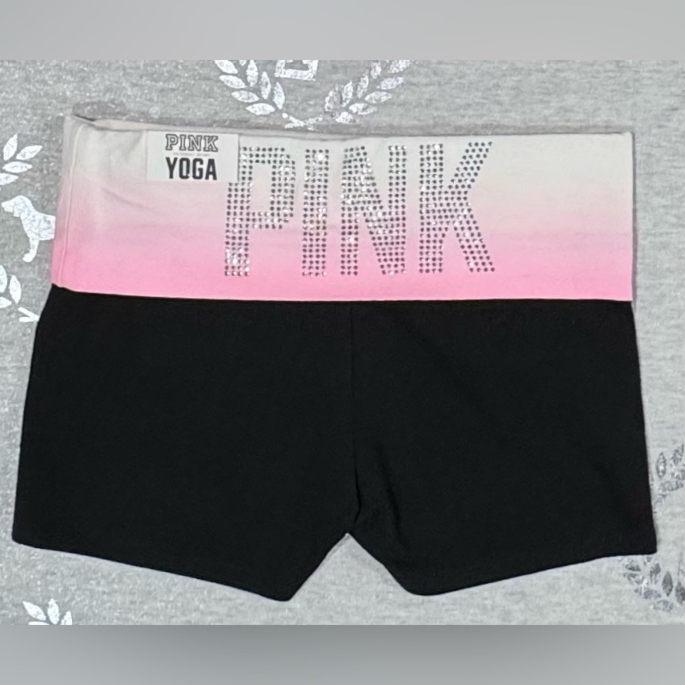 VS PINK VINTAGE BLING FOLDOVER YOGA SHORTS NWT